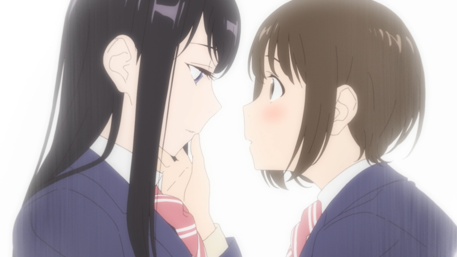 「フラグタイム」特報PVより。3分間だけ時間を止められる少女・森谷美鈴（右）、止まった時間の中で唯一動くことができる美少女・村上遥（左）。