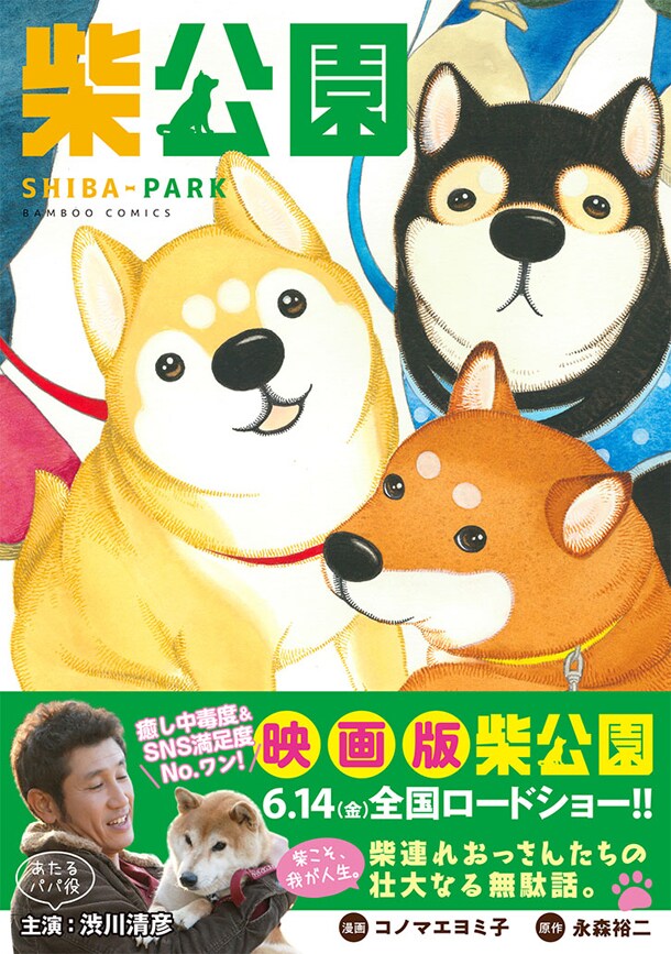 柴犬とおじさんたちの公園ドラマ「柴公園」単行本化、実写映画も本日公開