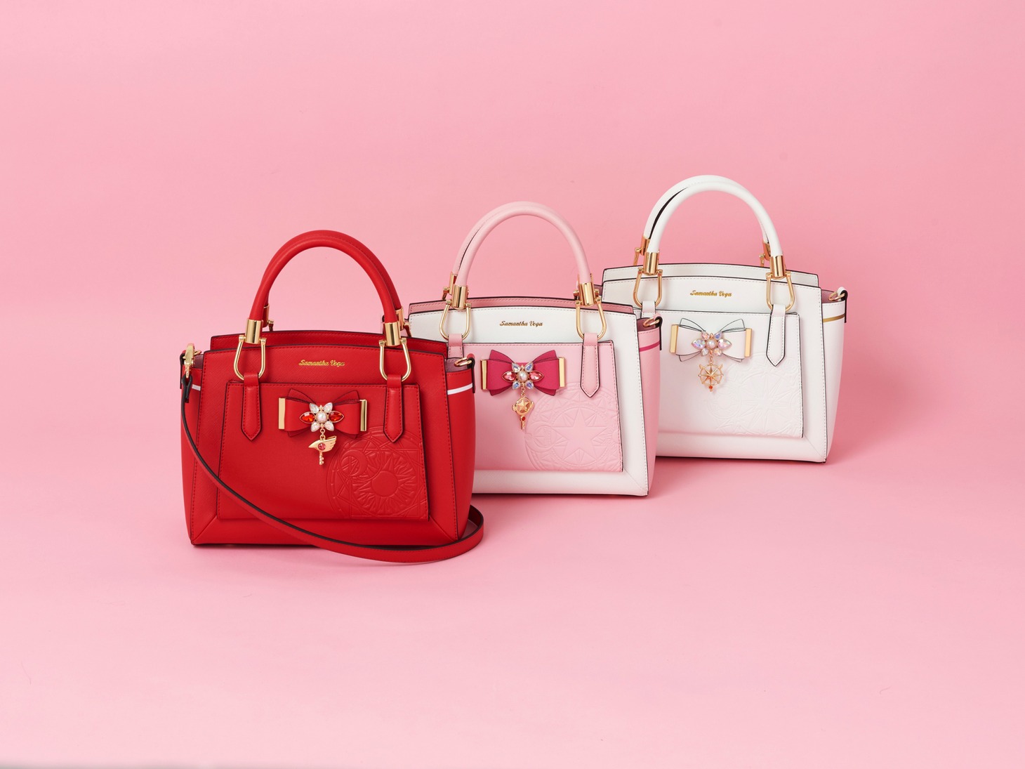 「リボンビジューBag」。手前からクロウカード編、さくらカード編、クリアカード編。