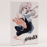 灰刃ねむみ「足芸少女こむらさん」のパネル。