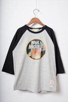 「マイケル 七分袖ラグランTシャツ（ミックスグレー×ブラック）」