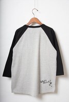 「マイケル 七分袖ラグランTシャツ（ミックスグレー×ブラック）」