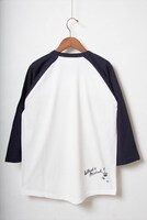 「マイケル 七分袖ラグランTシャツ（ホワイト×ネイビー）」