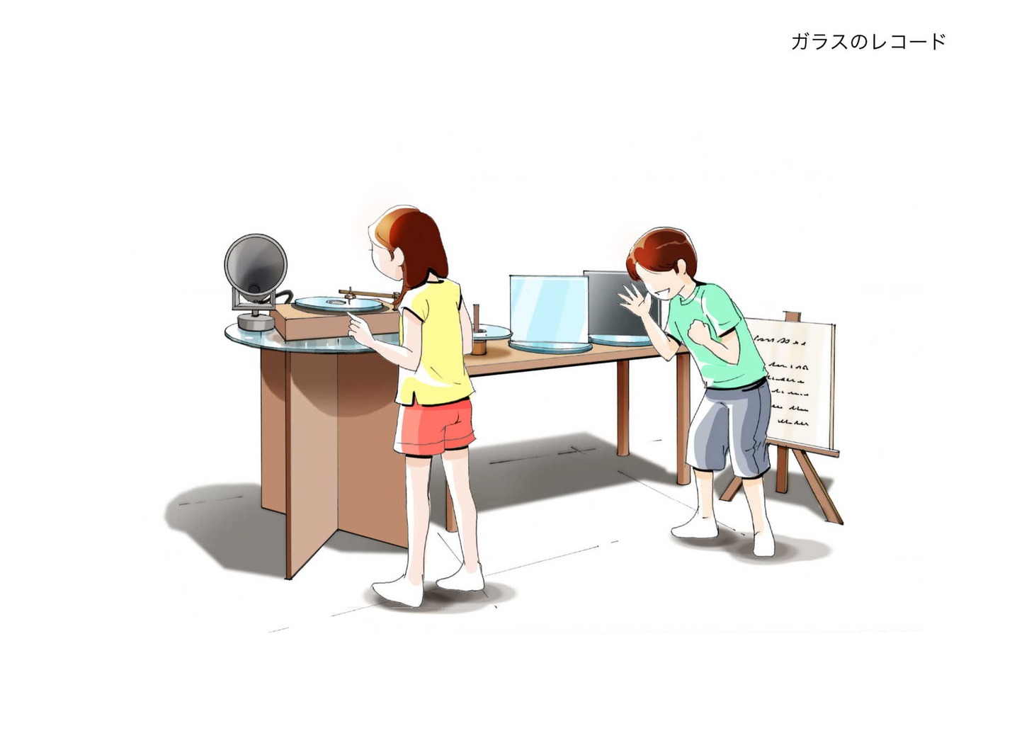 ガラスのレコードの展示イメージ。