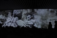 「ジオラマ『巨人大戦』」上映の様子。