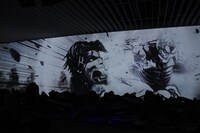 「ジオラマ『巨人大戦』」上映の様子。