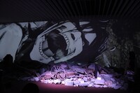 「ジオラマ『巨人大戦』」上映の様子。