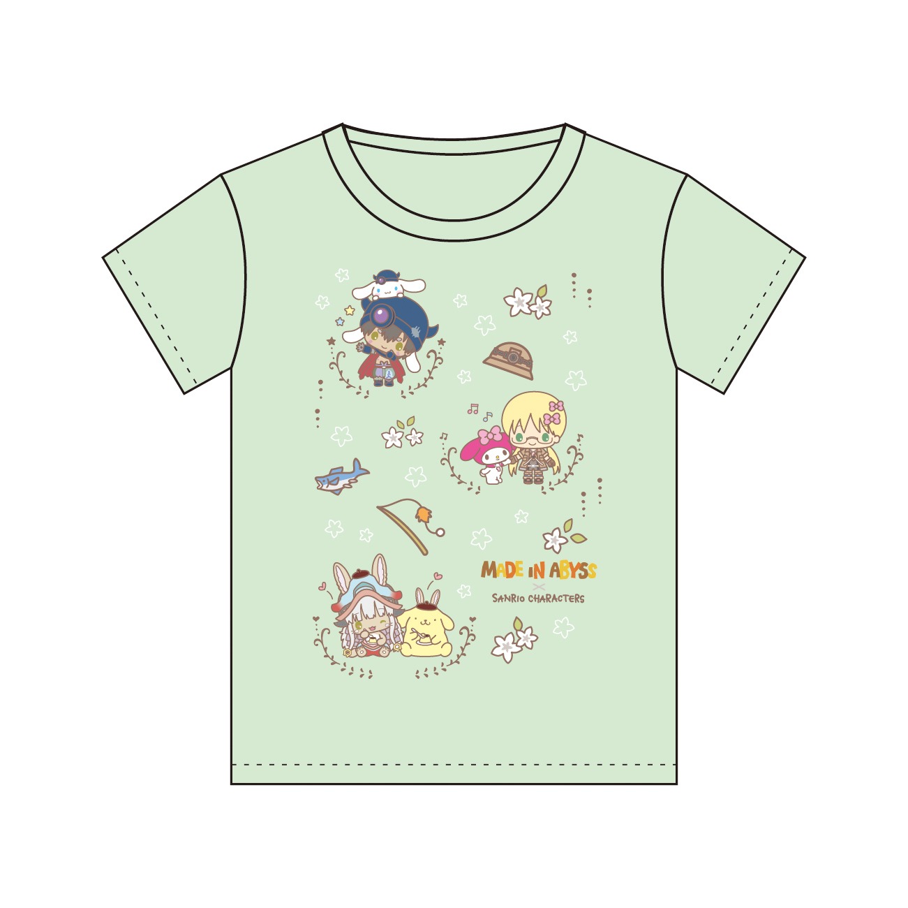 「サンリオキャラクターズの祝福を受けた探窟隊Tシャツ」