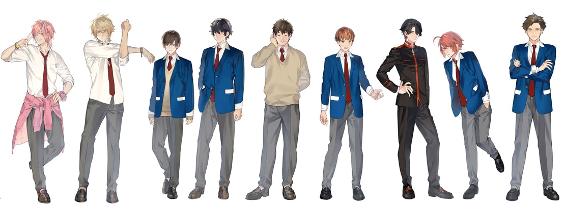 宝井理人による「トライナイツ」のキャラクターイラスト。