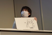 西修が「もしも天津向が作中に出てきたら？」をテーマに即興で描いたイラスト。「アニメがお好きだということだったんで、いろんなイベントとかに行きたすぎて分裂するさまをキノコで表現しました」と解説。