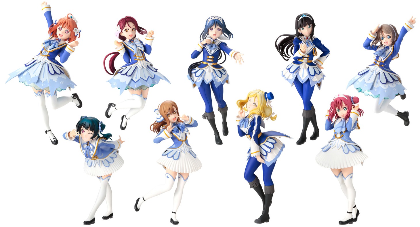 「一番くじ ラブライブ！サンシャイン!! The School Idol Movie Over the Rainbow」A～I賞のラインナップ。