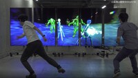 モーションキャプチャ体験イベント「ソードスキル・チャレンジ」の様子。