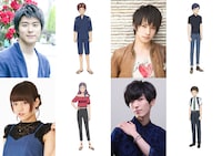 左上から時計回りに本宮大輔役の片山福十郎、一乗寺賢役のランズベリー・アーサー、火田伊織役の山谷祥生、井ノ上京役の朝井彩加。