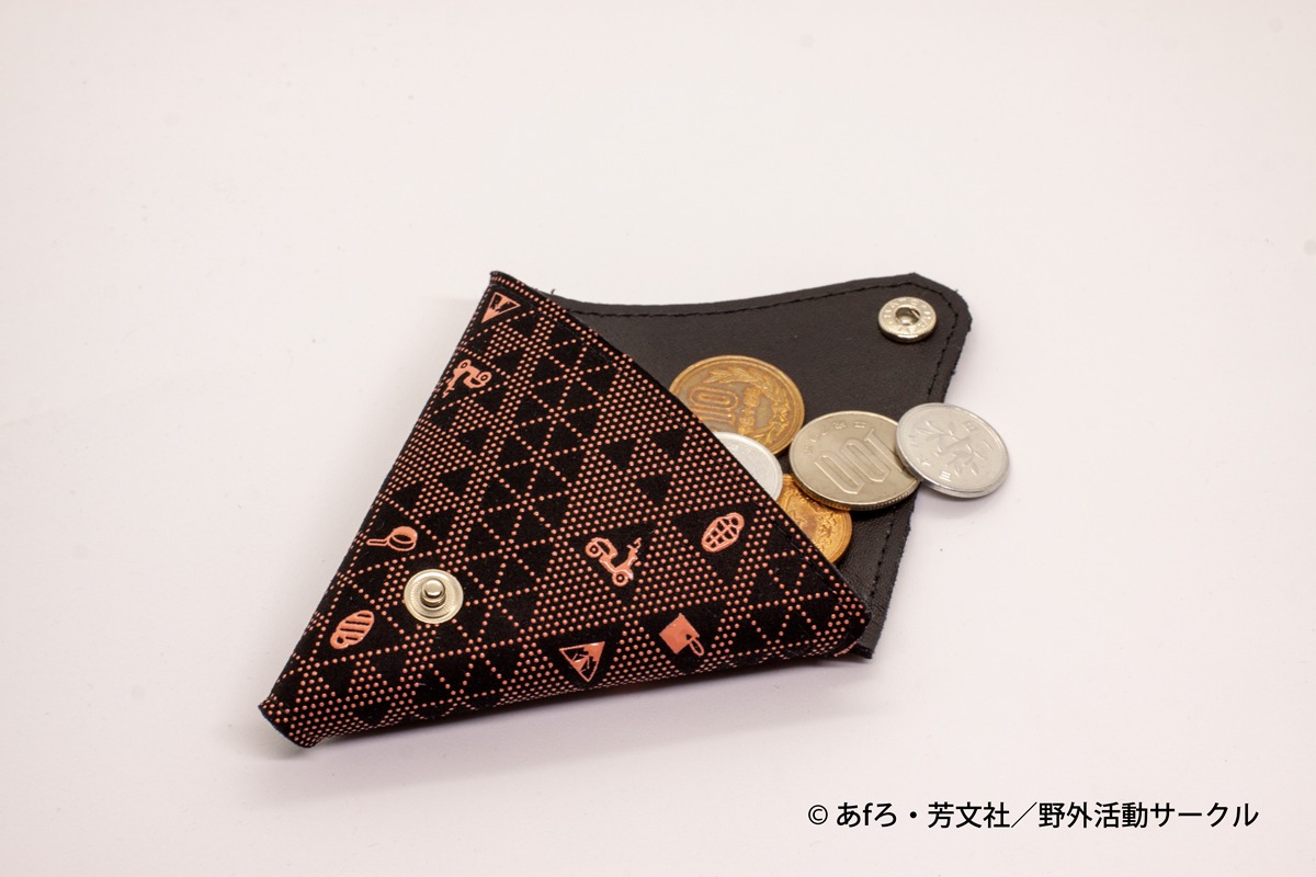 「ゆるキャン△甲州印伝小銭入れ」黒革×ピンク漆