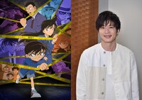 左からアニメ「名探偵コナン」のビジュアル、「あなたの番です」手塚翔太役の田中圭。(c)青山剛昌／小学館・読売テレビ・TMS 1996