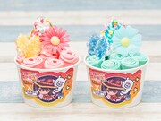 「このすばロールアイス」。左から「めぐみん イチゴ&マンゴー味」、「アクア ミント&ミント味」。