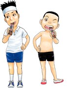 「あっぱれ！浦安鉄筋家族」と錦織圭選手のコラボイラスト。