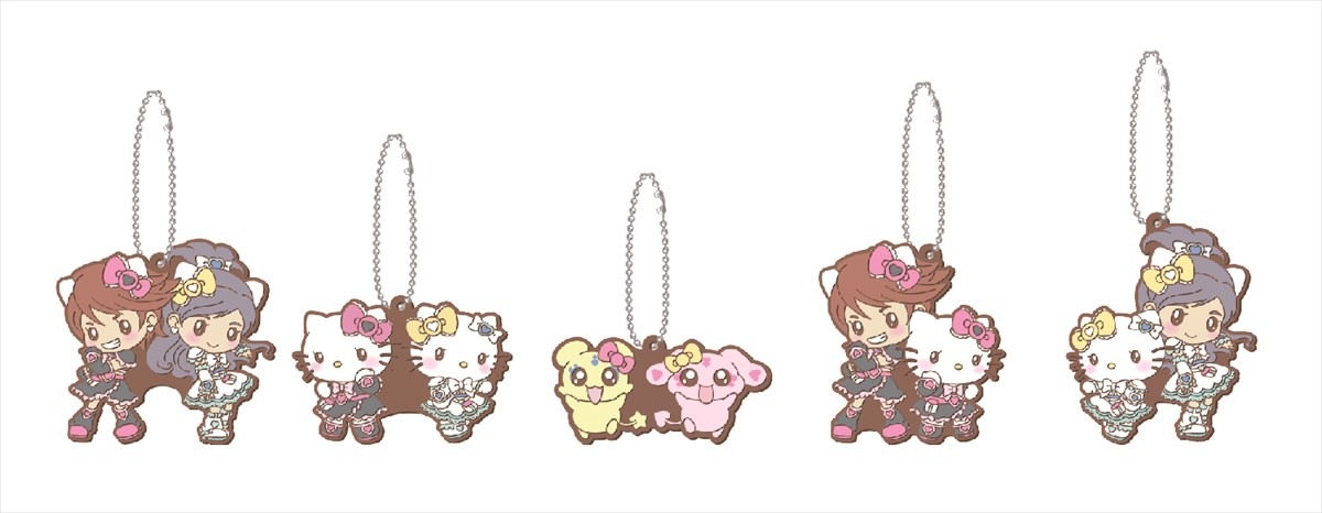 カプセル自販機で展開される「ふたりはプリキュア×ハローキティ」コラボラバーマスコット。