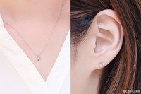 月（ユエ）モデルのネックレスとピアスの着用イメージ。