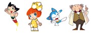 「GO!GO!アトム」のキャラクタービジュアル。左からアトム、スズ、アトニャン、お茶の水博士。 (c)Tezuka Productions/Planet Nemo Animation