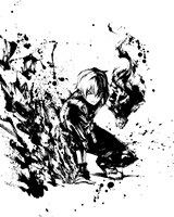 「僕のヒーローアカデミア」の水墨画アート（轟）。