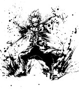 「僕のヒーローアカデミア」の水墨画アート（切島）。