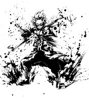 「僕のヒーローアカデミア」の水墨画アート（切島）。