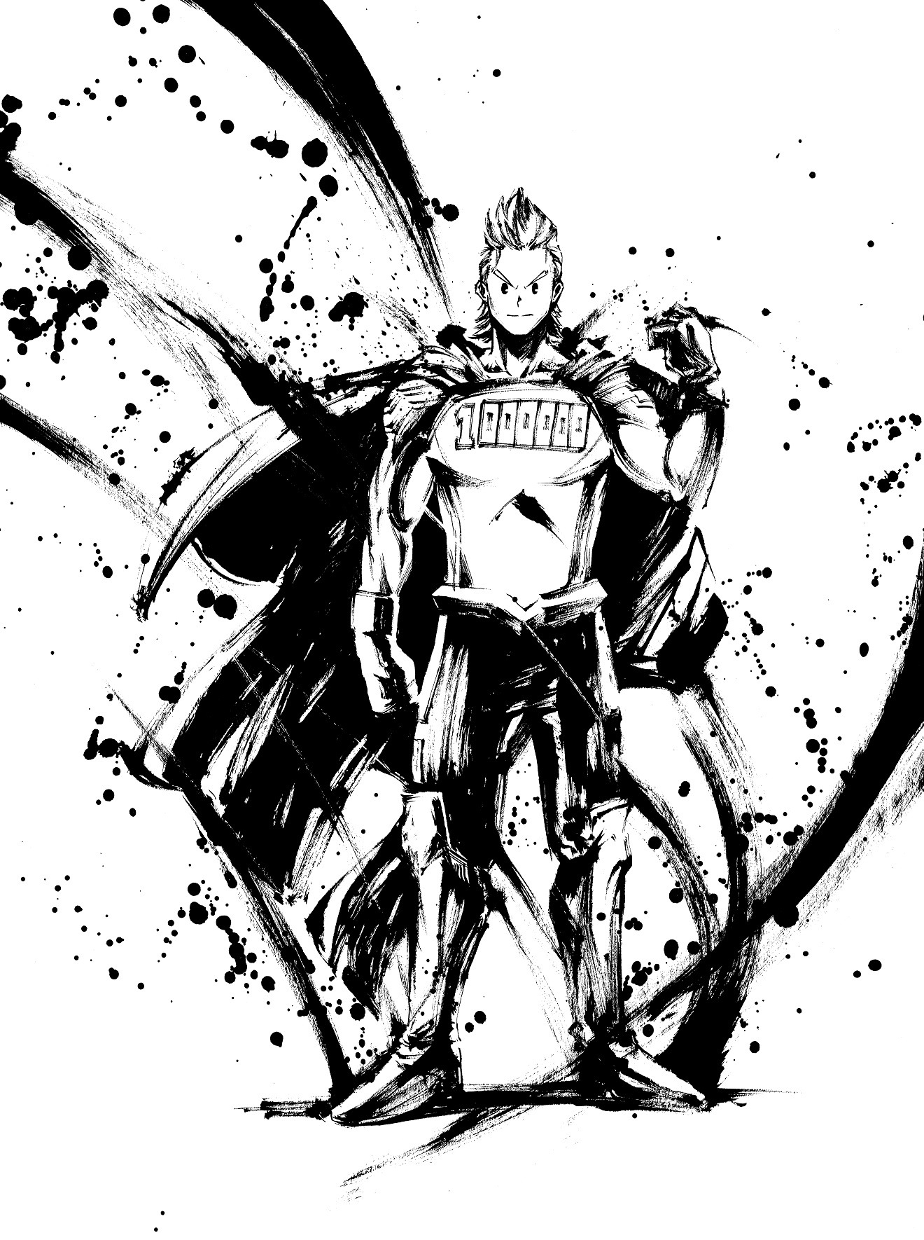 「僕のヒーローアカデミア」の水墨画アート（ミリオ）。