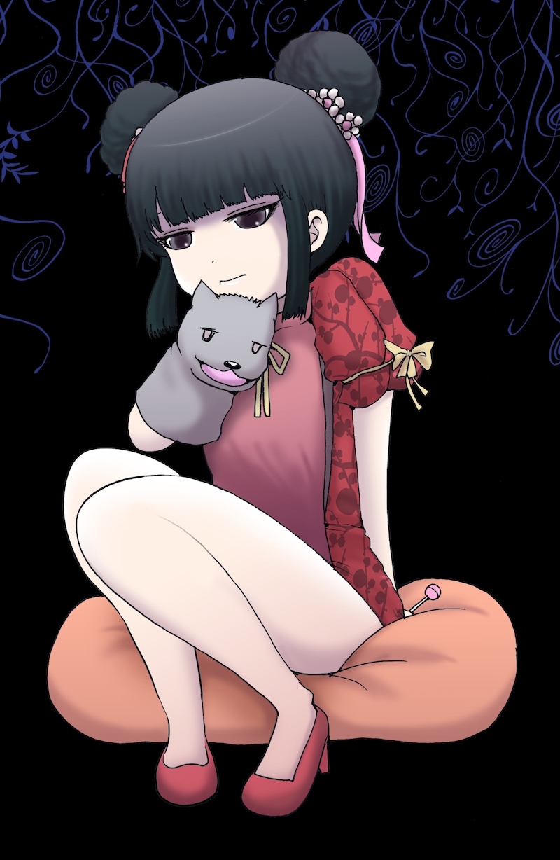 押切蓮介描き下ろしによる、やくしまるえつこ似顔絵スペシャルイラスト。