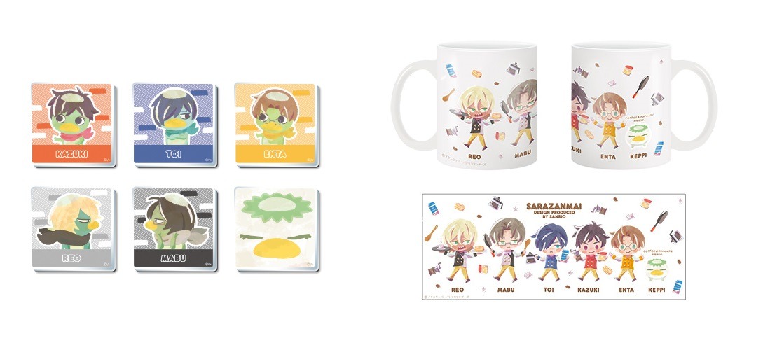 アクリルマグネット（左）、マグカップ（右）。