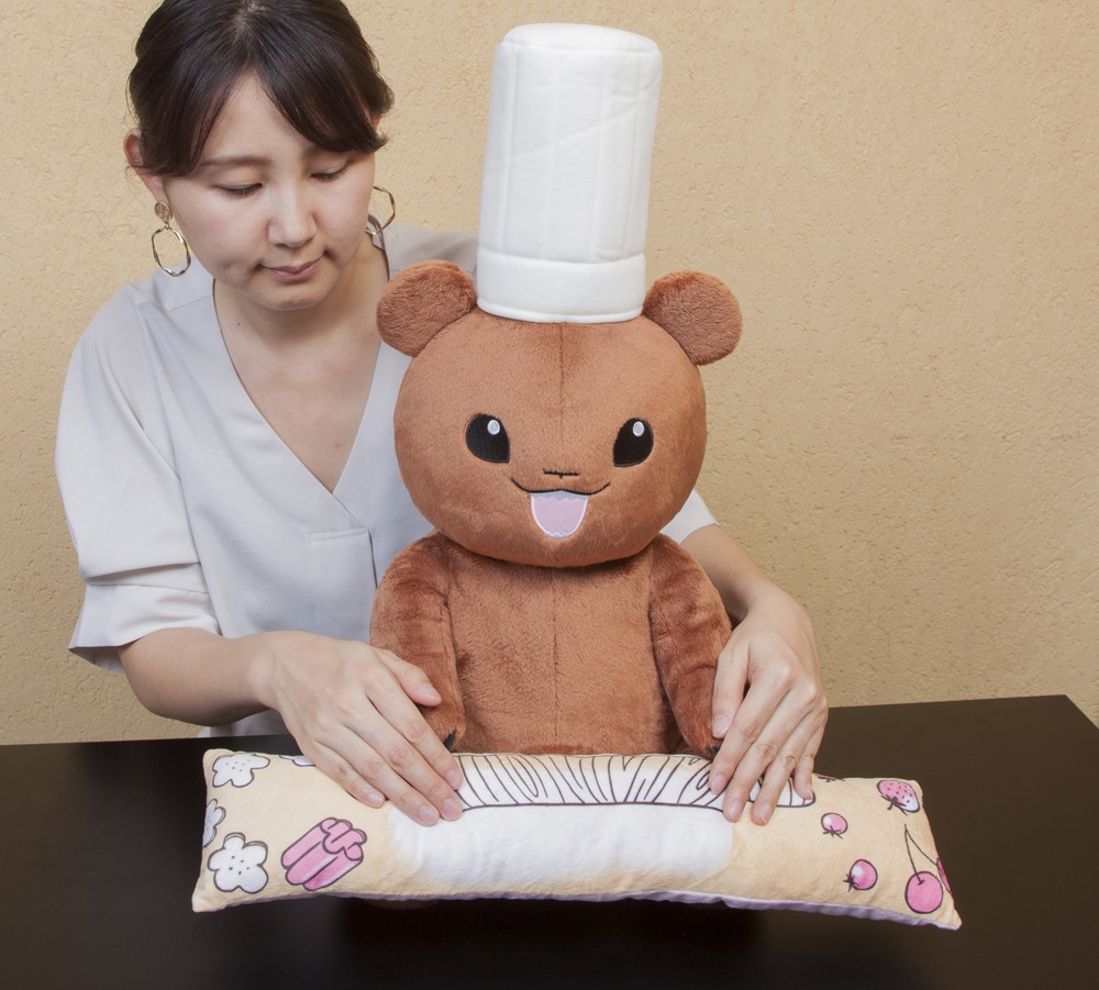 「PCクッション こぐまのケーキ屋さん」の使用イメージ。