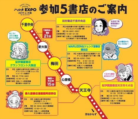 「ハルタEXPO 2019 in 大阪」のスタンプブックより、会場の案内。