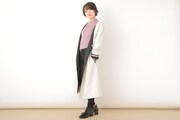 日本モデルのアウター着用イメージ。