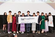 TVアニメ「Fate/Grand Order -絶対魔獣戦線バビロニア-」先行上映会の様子。左から浅川悠、櫻井孝宏、坂本真綾、鈴村健一、高橋李依、島崎信長、川澄綾子、関智一、内山夕実、植田佳奈、小林ゆう。