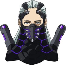 ナイン（CV：井上芳雄）。死柄木弔たちがその行方を追う、謎の敵（ヴィラン）。その素性や、死柄木たちとどんな関係があるのかは不明。自らの「理想」を果たすべく、ある標的を狙って那歩島（なぶとう）を襲う。