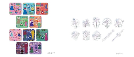 左からアクリルコースター、 オーロラステッカー。