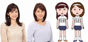 左から久慈暁子アナウンサー、永島優美アナウンサーと2人が演じるあきこちゃんとゆうみちゃん。