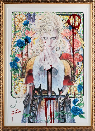 額装された「イノサンRougeルージュ」のカラーイラスト。(c)坂本眞一／集英社