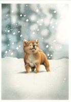 「村松誠 犬猫イラスト展」で展示されている原画の一部。