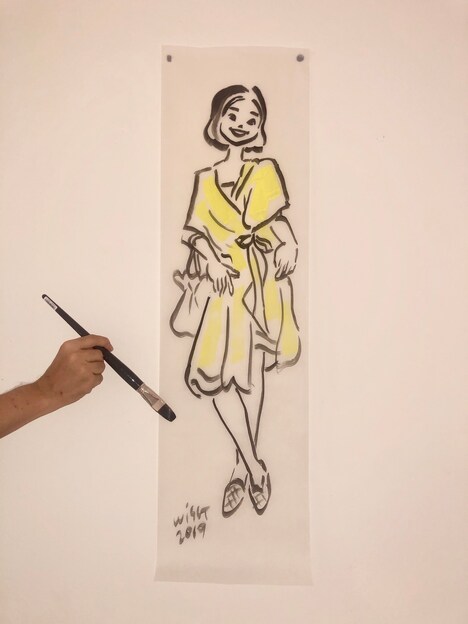 「全身まるごと似顔絵ドローイング」の作品イメージ。