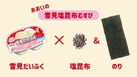 第1弾ムービーであおいが披露する“雪見塩昆布むすび”の組み合わせ。