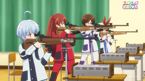 TVアニメ「ライフル・イズ・ビューティフル」第1話より。(c)サルミアッキ/集英社・千鳥高校射撃部