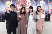 「アサシンズプラジオ 放送直前記念特番！-10/10からよろしクーファ！-」の出演キャスト陣。左から小野友樹、楠木ともり、石川由依、薮内満里奈。