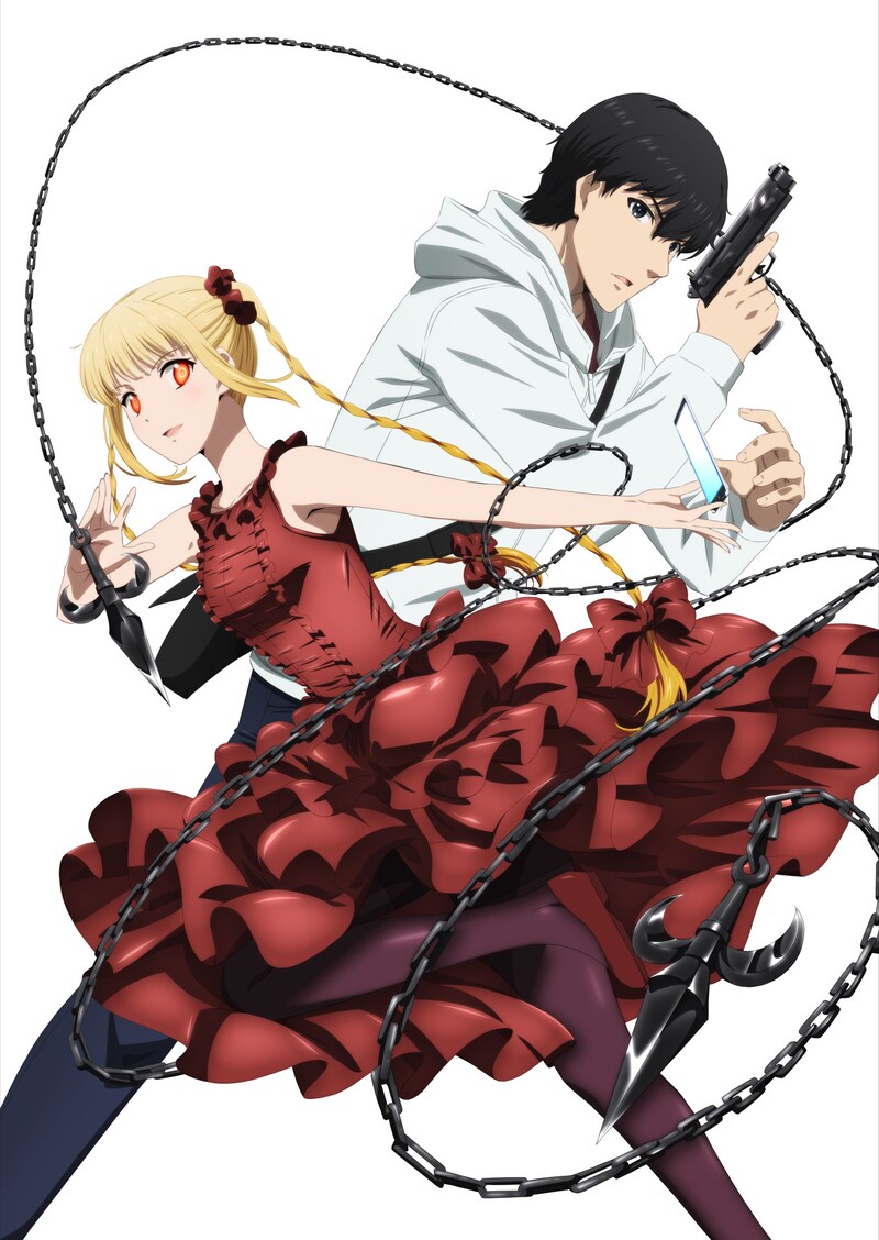 TVアニメ「ダーウィンズゲーム」キービジュアル第1弾。左から狩野朱歌、須藤要。