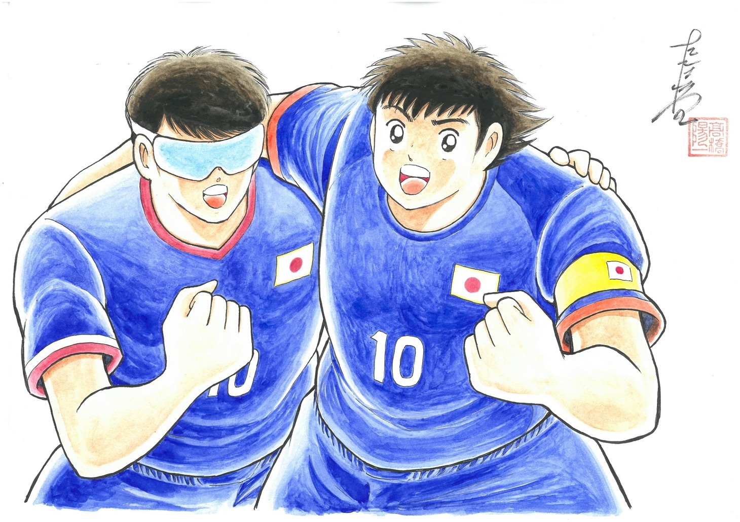「ブラサカブラボー!!」と「キャプテン翼」のカラーカット。(c)高橋陽一／集英社