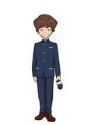 タベケン（CV：渡部建）。手に汗握る実況中継でバトルを盛り上げる男子生徒。