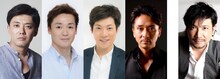 左から藤岡正明、今拓哉、横山だいすけ、岡幸二郎、別所哲也。
