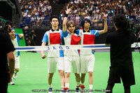 「二人三脚」にて、優雅に歩き続けたが、見事勝利を収めた跡部景吾・忍足侑士・樺地崇弘チーム。