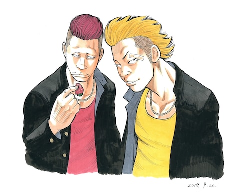 オロチ兄弟。左から尾々地真也、尾々地正也。(c)高橋ヒロシ（秋田書店）