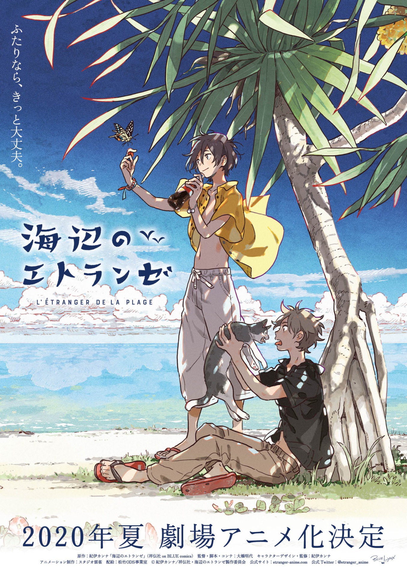 紀伊カンナ描き下ろしによる、劇場アニメ「海辺のエトランゼ」のティザービジュアル。